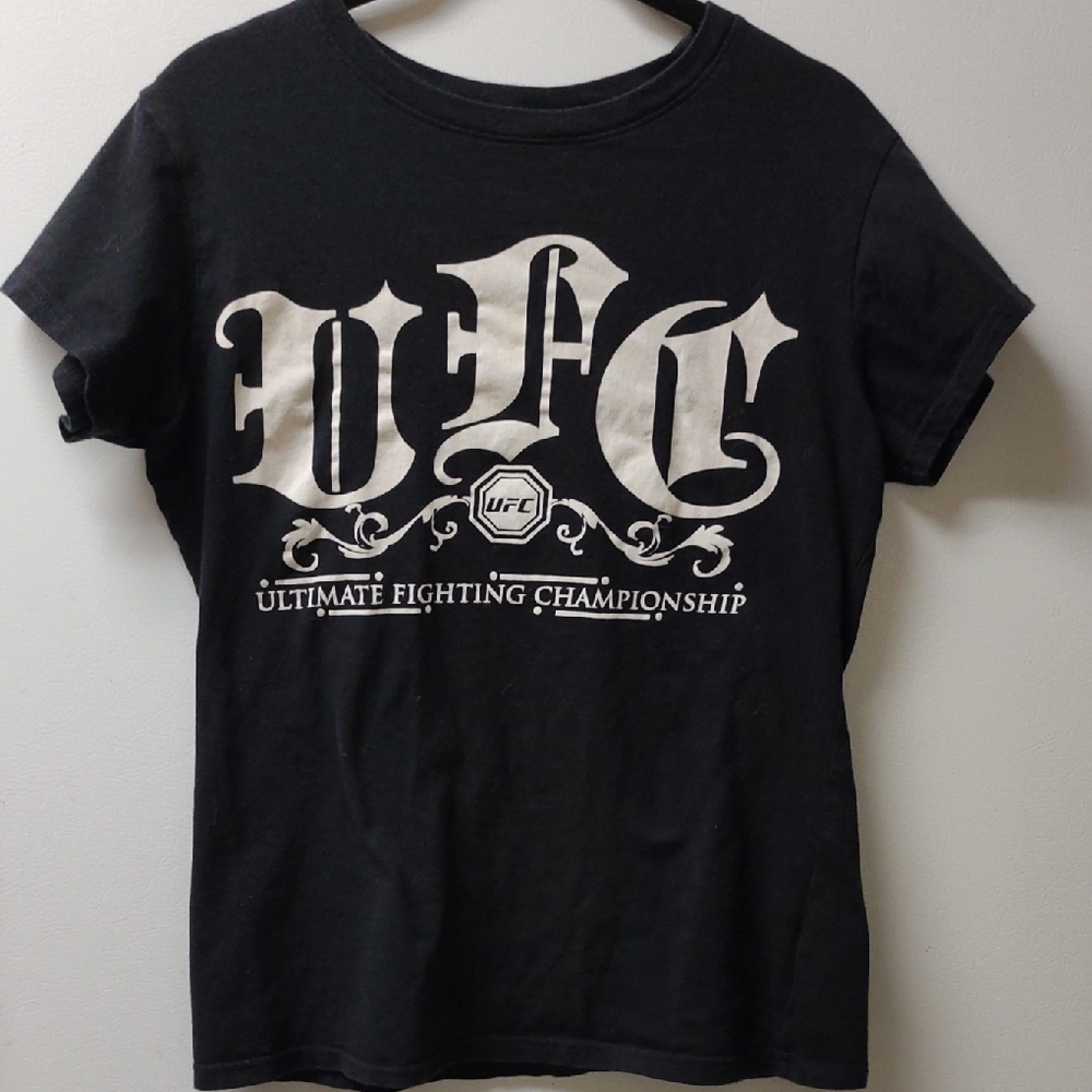 UFC Black Cotton Tee with Gray Logo